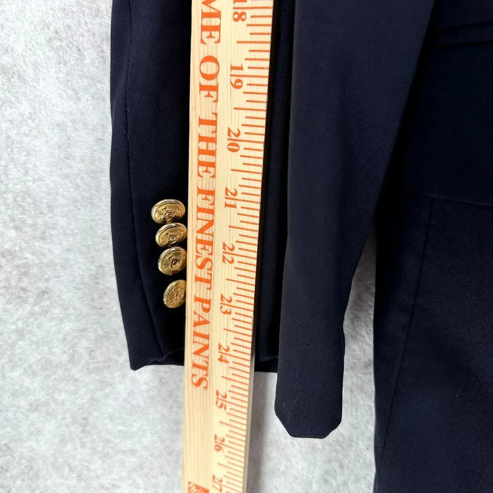 Chaps Ralph Lauren Blazer‎ Jacket 46R Wool Gold Buttons Navy Blue Sport Coat